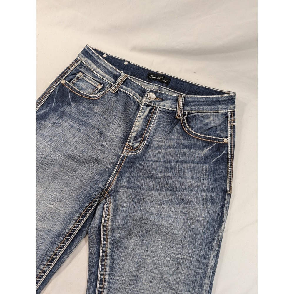 New Live Hard Bootcut Jeans Womens Size 10 Blue Jeans Denim Embellished Pockets